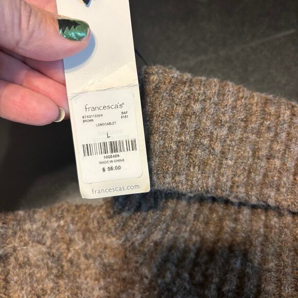 Francesca’s NWT Miami Brown Cropped Turtleneck Sweater L Soft Knit Cozy Fall - Picture 5 of 6